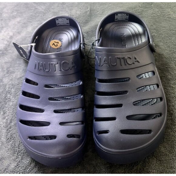 Nautica River Edge Blue Navy Rubber Clogs Loafers Men's Size 12 KM3391 - Picture 8 of 14